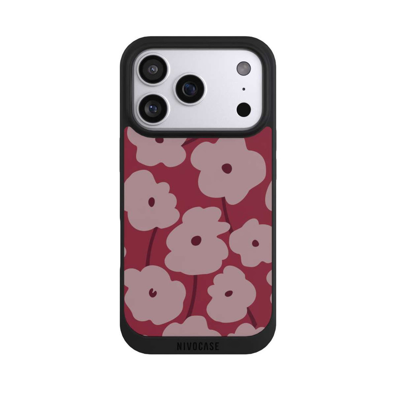 iPhone 17 Pro NIVOpure Fleurs Minimalistes Bordeaux