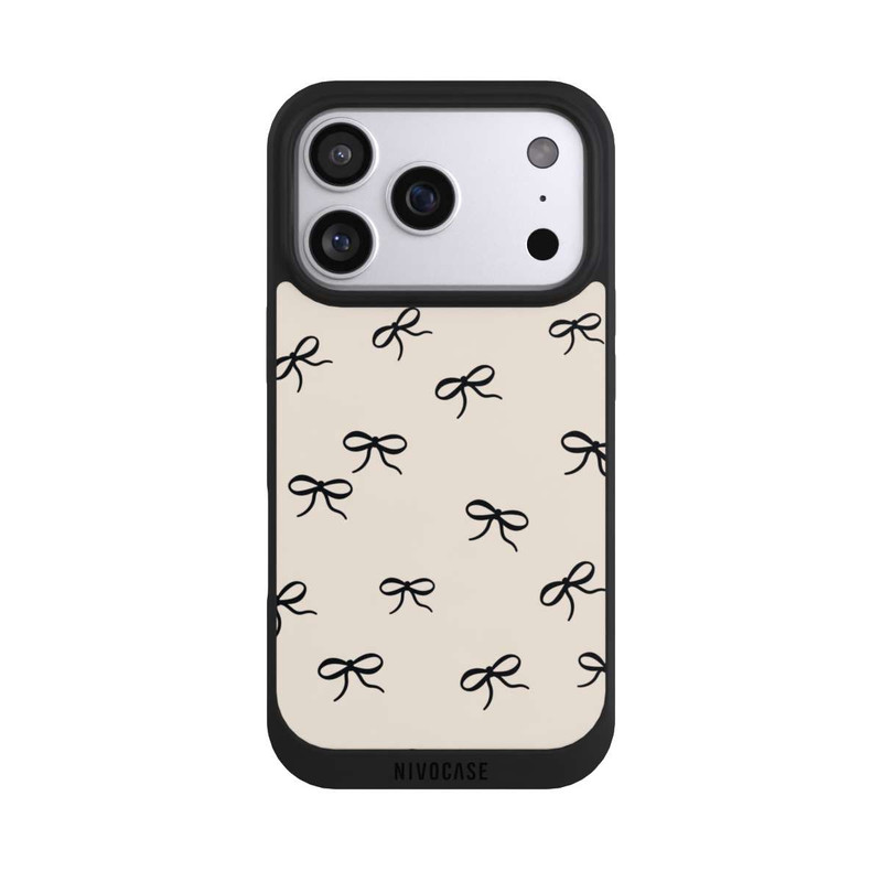 iPhone 17 Pro NIVOpure Bows Black Beige Pattern