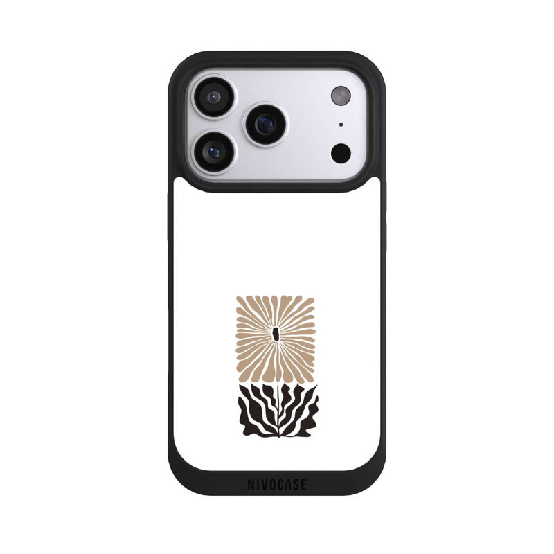 iPhone 17 Pro NIVOpure Fleur Bohème Marron sur Blanc