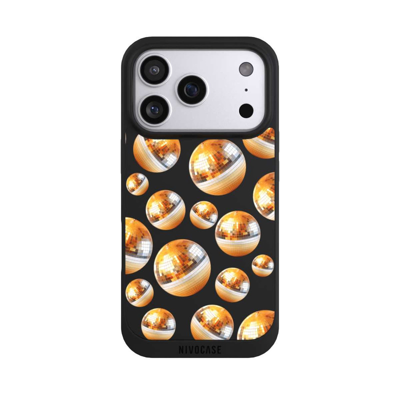 iPhone 17 Pro NIVOpure Discokugel Party Gold Orange Transparent mit KI