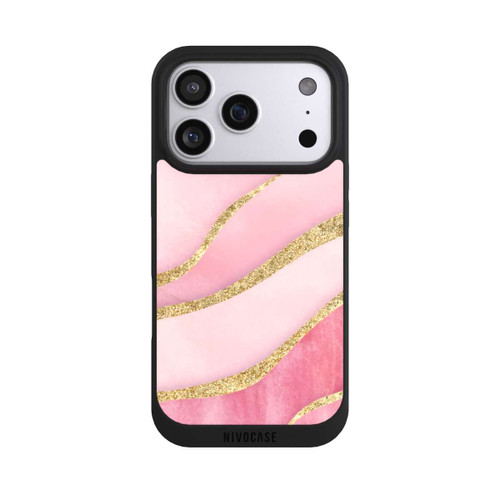 Apple iPhone 17 Pro NIVOpure Streifen Pink Marmor Golddruck