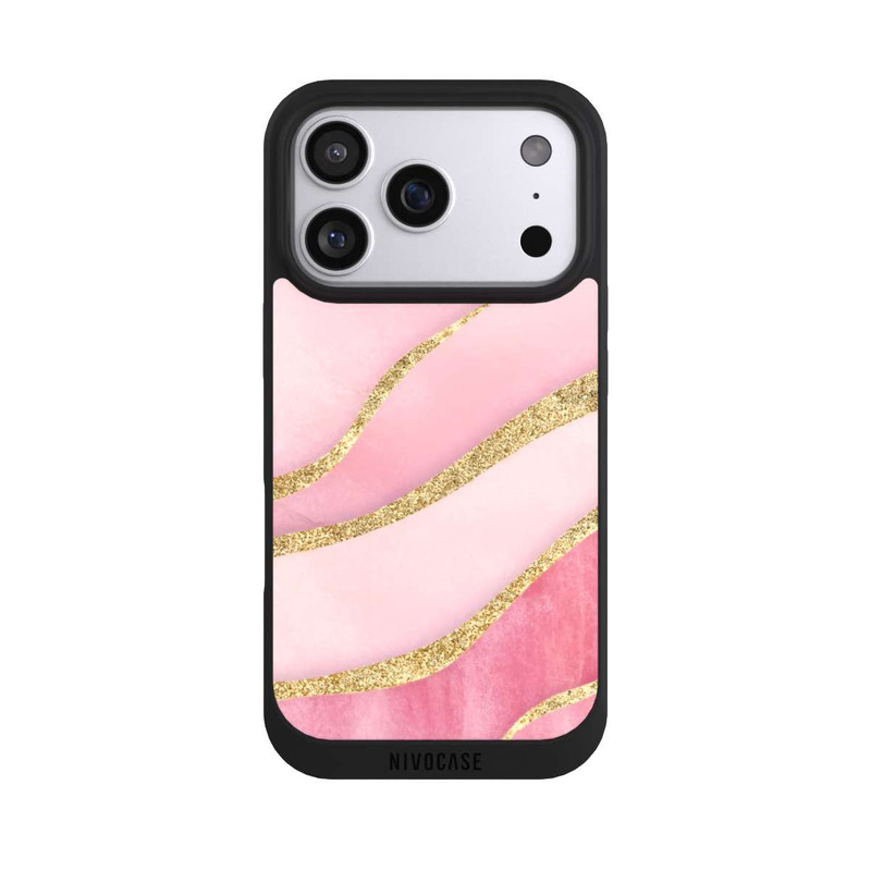 iPhone 17 Pro NIVOpure Pink Marble Goldprint Stripes
