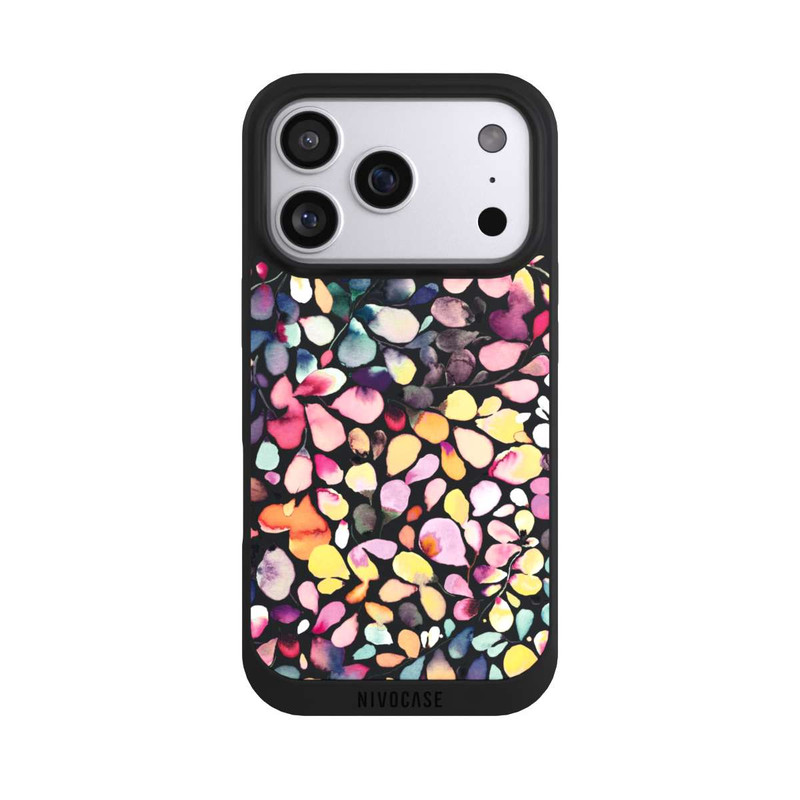 iPhone 17 Pro NIVOpure Eukalyptus Aquarellblätter Schwarz