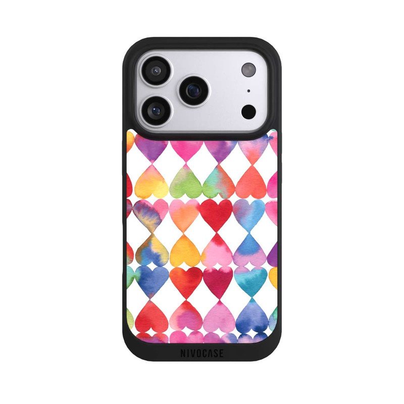 iPhone 17 Pro NIVOpure Buntes Herz Watercolor Muster