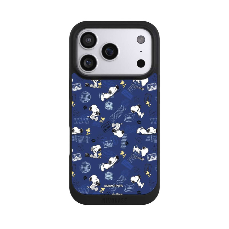 iPhone 17 Pro NIVOpure Peanuts Travel Stamps Pattern Blue