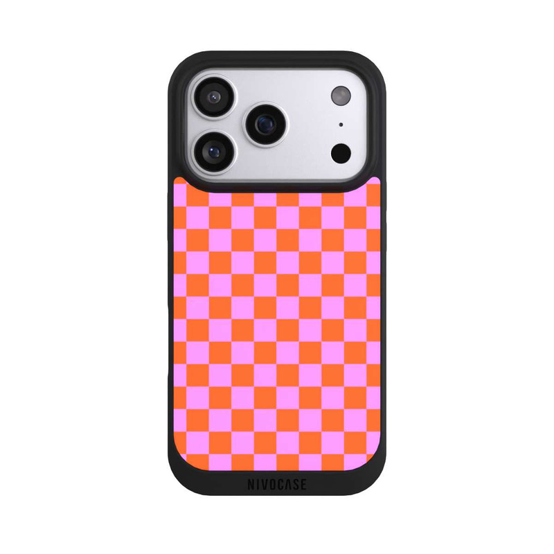 iPhone 17 Pro NIVOpure Checked Pattern Orange Pink Small Squares
