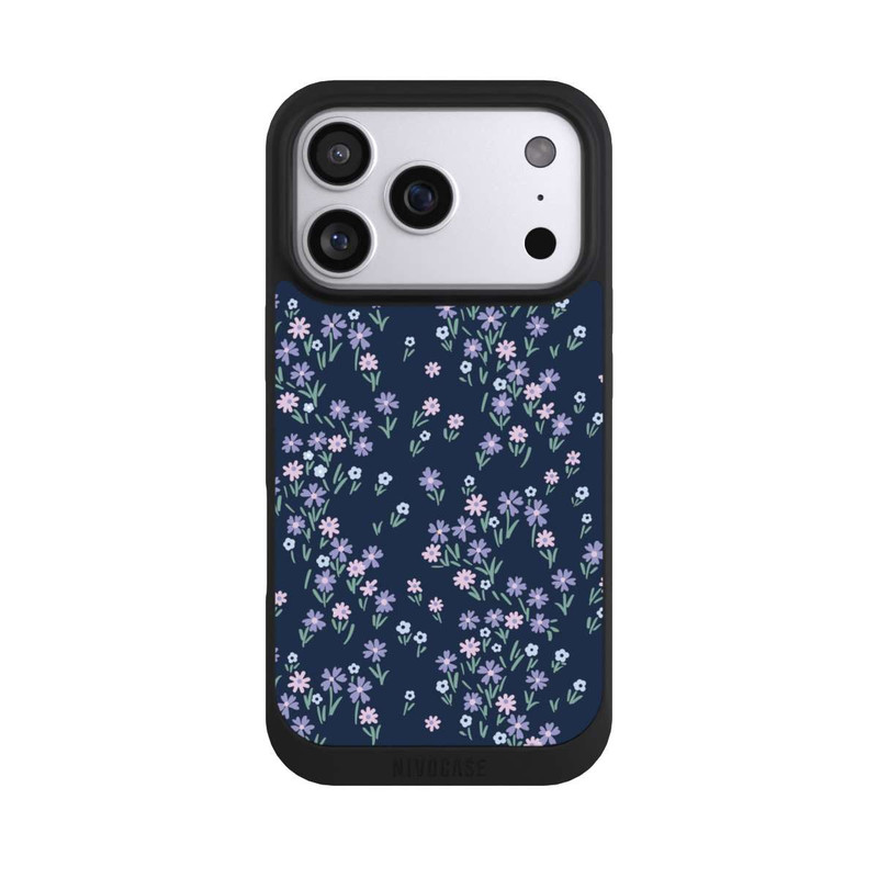 iPhone 17 Pro NIVOpure Thème Floral Bleu Foncé