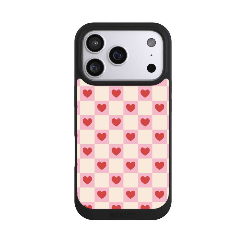 iPhone 17 Pro NIVOpure Valentine Checked Hearts Pattern Pink