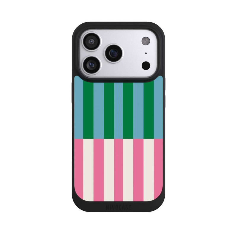 iPhone 17 Pro NIVOpure Streifenmuster Grün Rosa