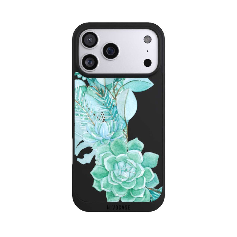 iPhone 17 Pro Max NIVOpure Sukkulenten Blumen Mintgrün Transparent