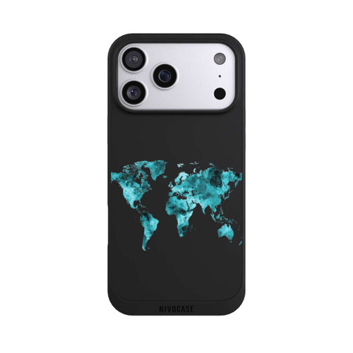 Apple iPhone 17 Pro Max NIVOpure World Map Teal Transparent