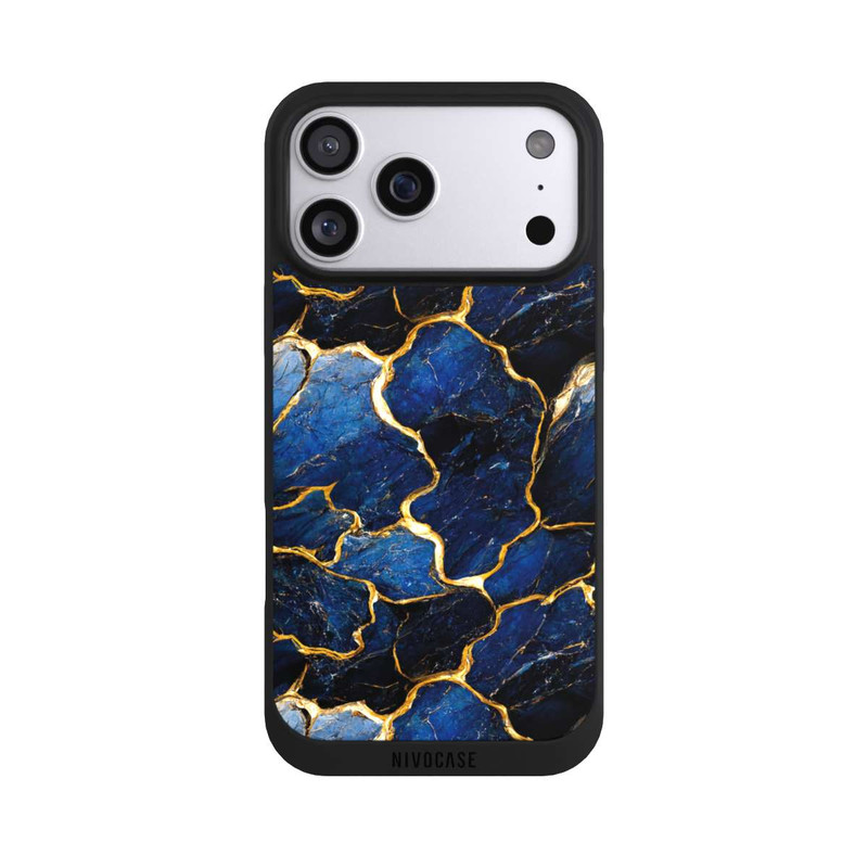 iPhone 17 Pro Max NIVOpure Couches d'impression en marbre bleu et or