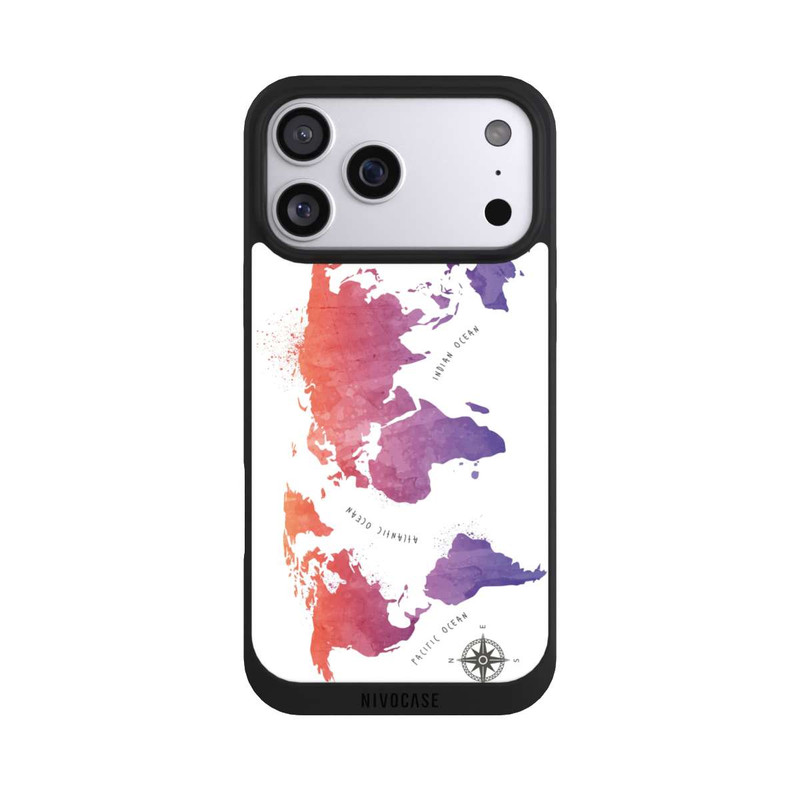 iPhone 17 Pro Max NIVOpure Carte du monde aquarelle blanche