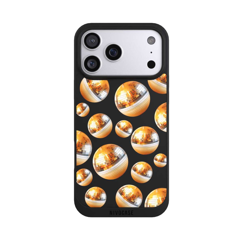 iPhone 17 Pro Max NIVOpure Discokugel Party Gold Orange Transparent mit KI