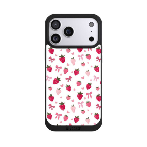 Apple iPhone 17 Pro Max NIVOpure Erdbeer Herz Schleifen Muster Pink