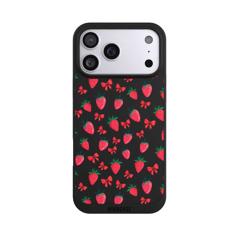 iPhone 17 Pro Max NIVOpure Strawberry Heart Ribbon Pattern Transparent