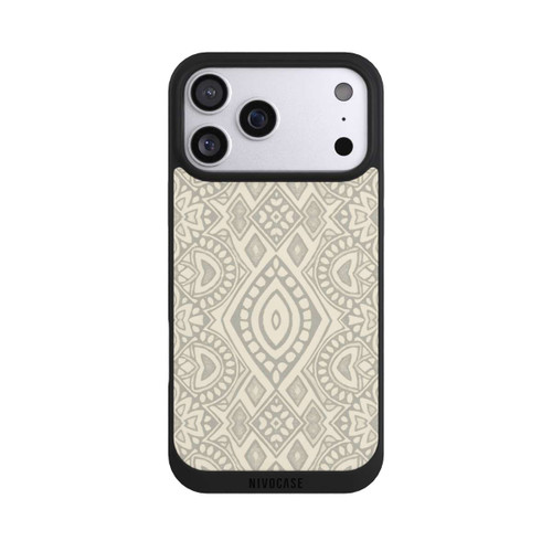 Apple iPhone 17 Pro Max NIVOpure Boho Geometric Mosaic Pattern Neutral Grey and Beige