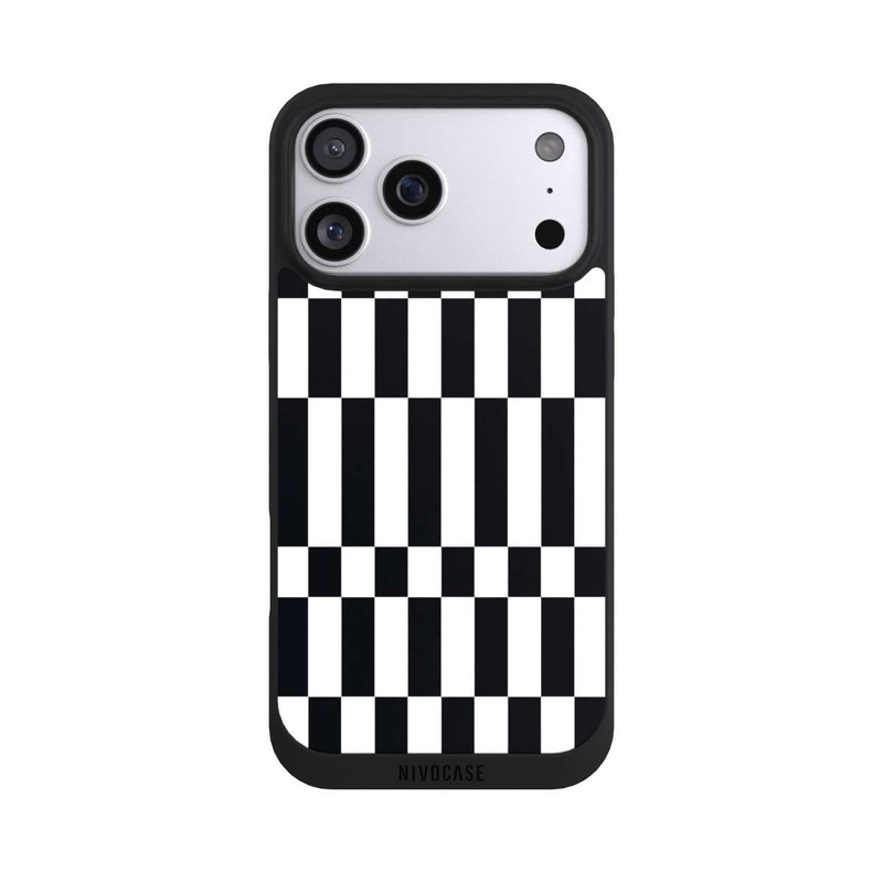 iPhone 17 Pro Max NIVOpure Checked Abstract Bold Black and White Color Block