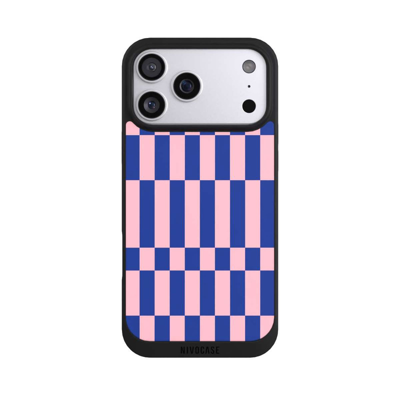 iPhone 17 Pro Max NIVOpure Checked Abstract Bold Electric Blue and Pink Color Block