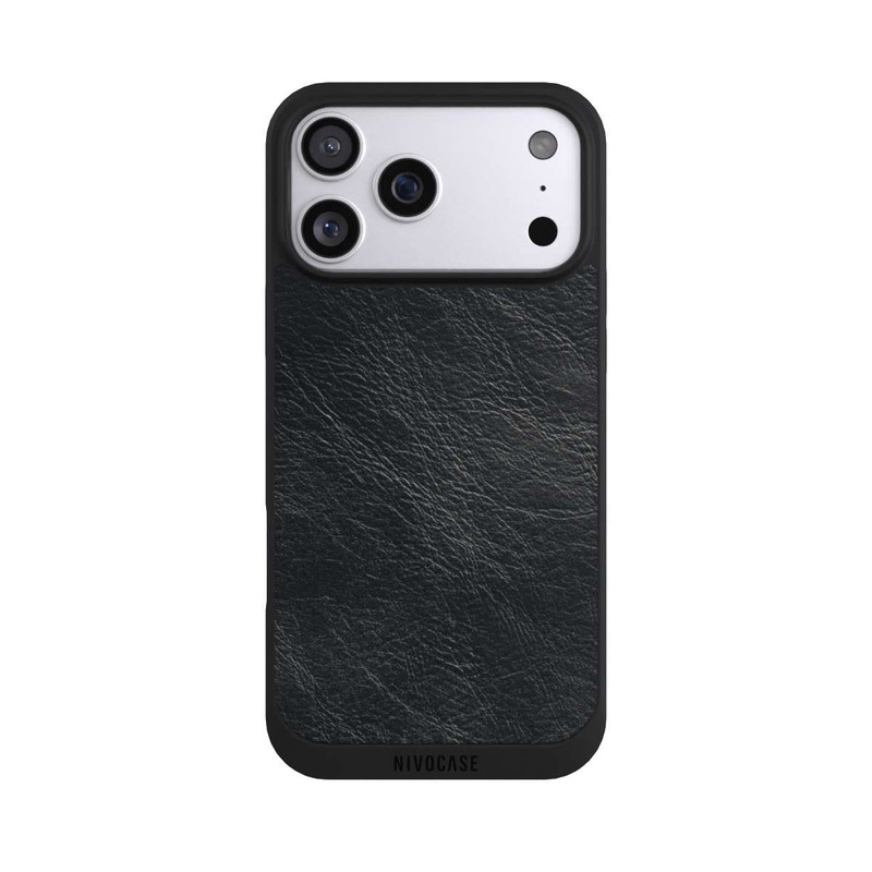 iPhone 17 Pro Max NIVOpure Fond Aspect Cuir Noir