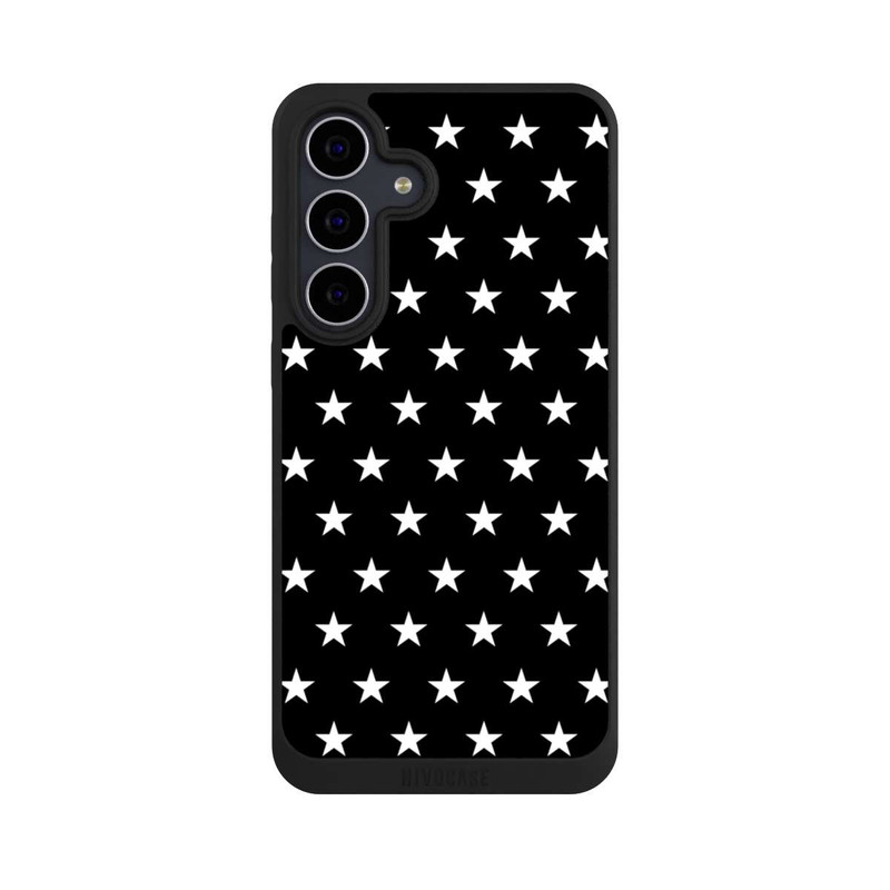 Galaxy S25 FE NIVOpure Confettis Etoiles Blanches sur Fond Noir
