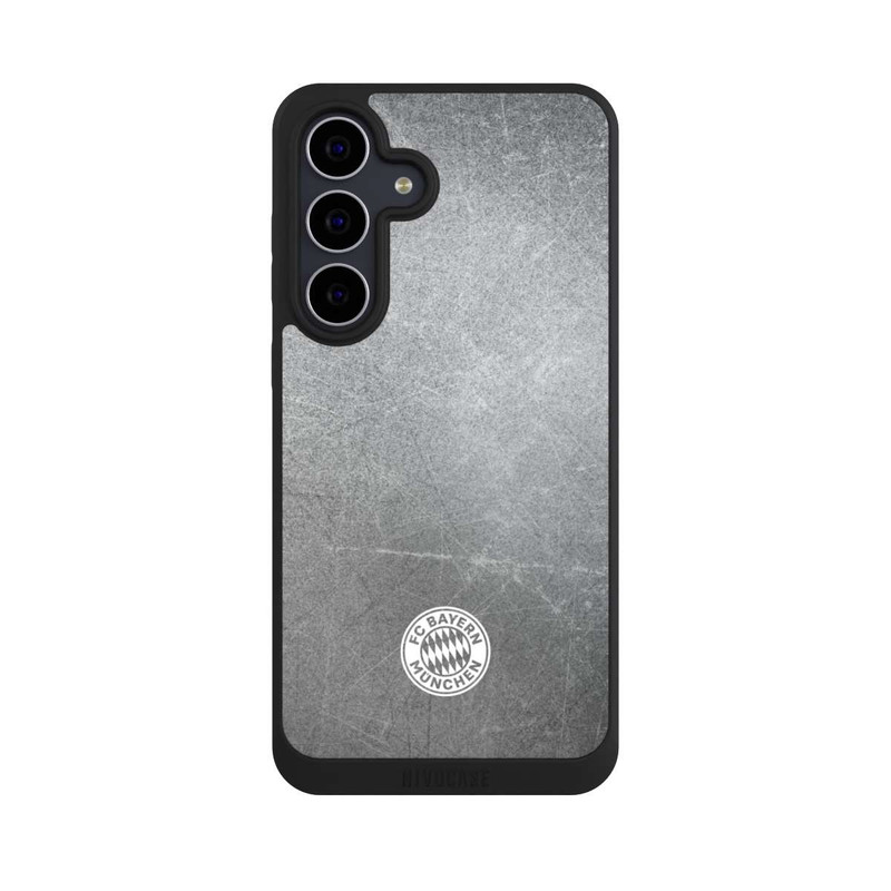 Galaxy S25 FE NIVOpure Logo FCB Classique Petit - Blanc sur Fond Métallique