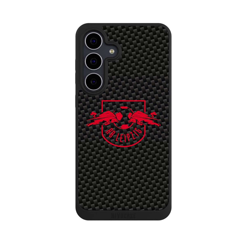 Galaxy S25 FE NIVOpure Rotes RB Leipzig Logo auf Carbonoptik