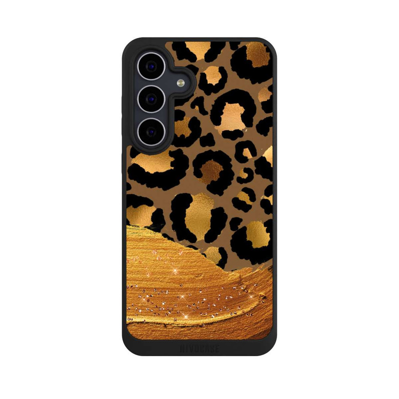 Galaxy S25 FE NIVOpure Look pailleté léopard doré foncé