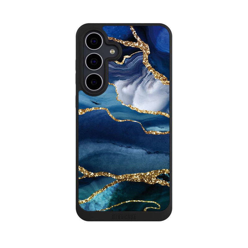 Galaxy S25 FE NIVOpure  Blauer Marmor Gold Glitzer Look