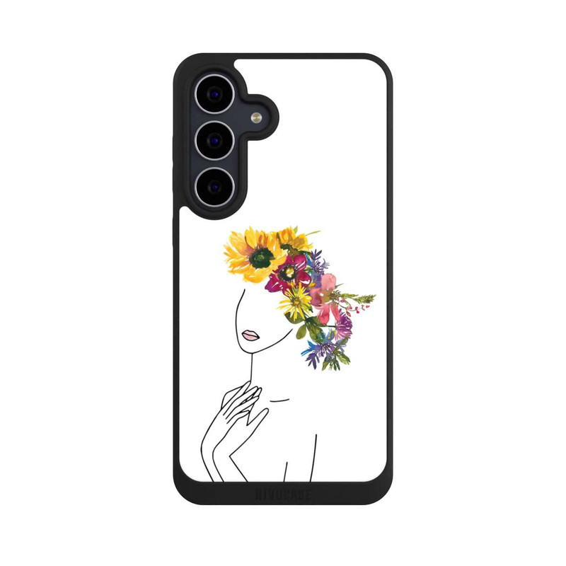 Galaxy S25 FE NIVOpure Line Art femme et couronne de fleurs