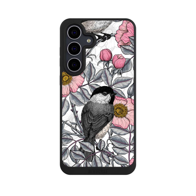 Galaxy S25 FE NIVOpure Schwarzkopfmeisen und Wilde Rosen