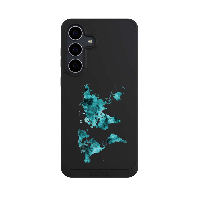 Galaxy S25 FE NIVOpure Carte du monde Teal Transparent