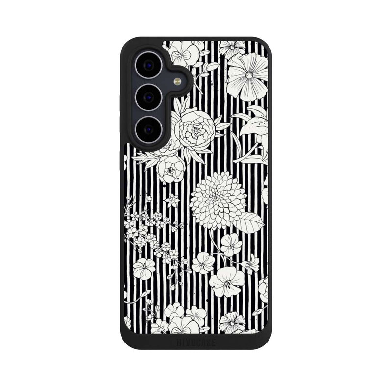 Galaxy S25 FE NIVOpure Fleurs et rayures noir et blanc