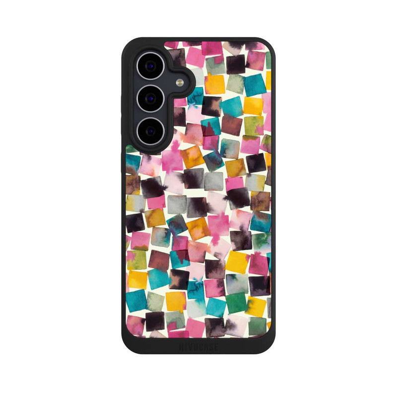 Galaxy S25 FE NIVOpure Plaids Géométriques Aquarelle Rose