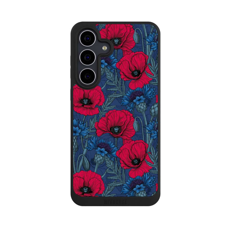 Galaxy S25 FE NIVOpure Coquelicots et bleuets sur fond bleu