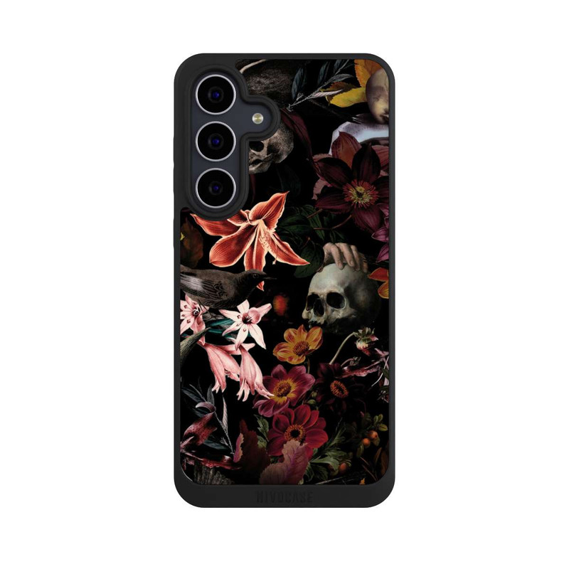 Galaxy S25 FE NIVOpure Crânes et fleurs sur fond sombre