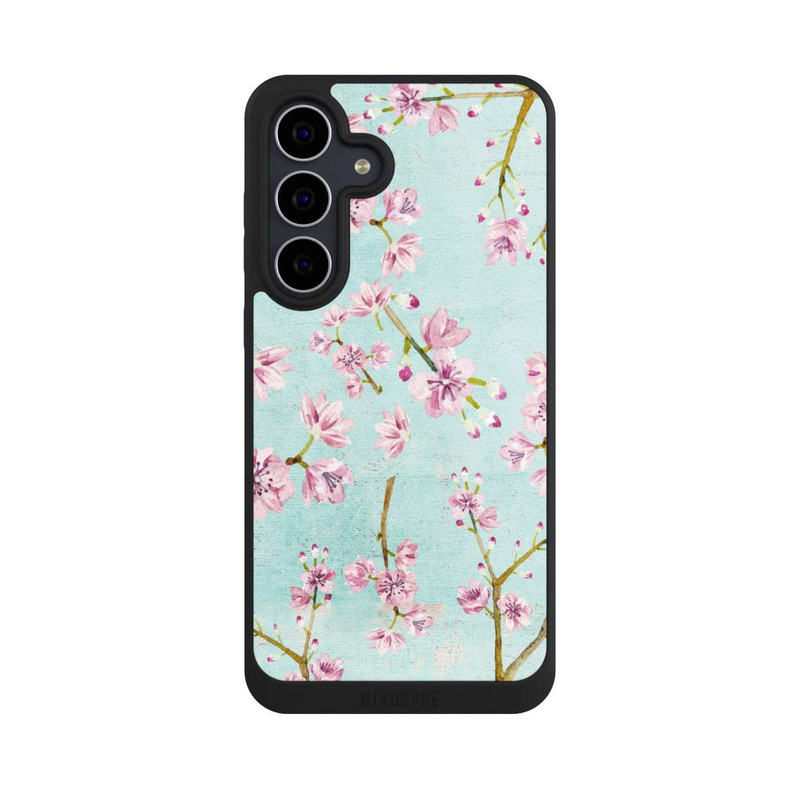 Galaxy S25 FE NIVOpure Motif de brindilles de fleurs de cerisier bleu clair