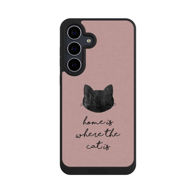 Galaxy S25 FE NIVOpure Home Is Where The Cat Is - Noir sur rose