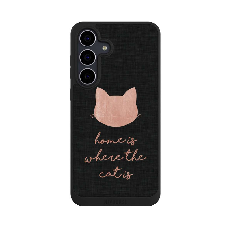 Galaxy S25 FE NIVOpure Home Is Where The Cat Is - Rose sur noir 