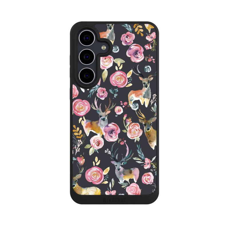 Galaxy S25 FE NIVOpure Cerfs et fleurs Anthracite