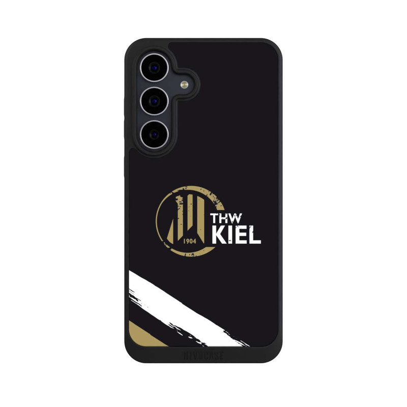 Galaxy S25 FE NIVOpure THW Kiel Logo und Streifen Gold