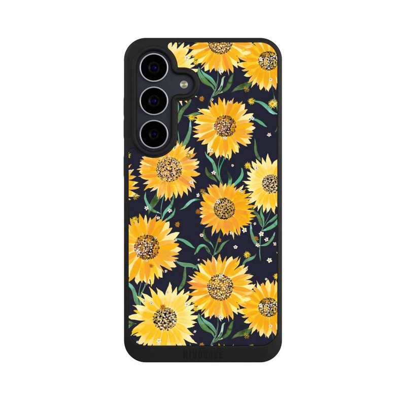 Galaxy S25 FE NIVOpure Fleurs de Tournesol sur Fond Noir