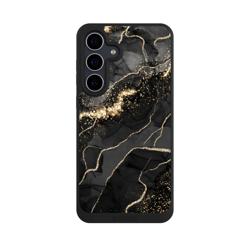 Galaxy S25 FE NIVOpure Dunkler Marmor Wirbel Goldoptik