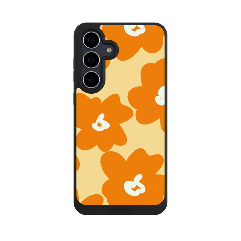 Galaxy S25 FE NIVOpure Retro floral pattern Päivi yellow orange