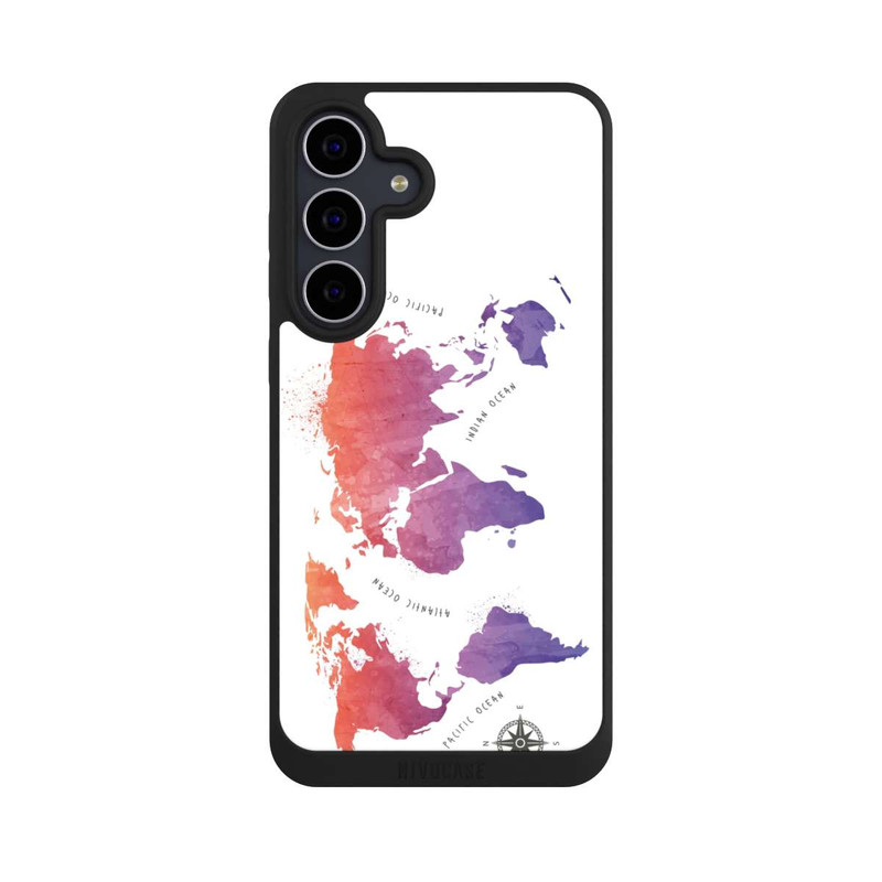 Galaxy S25 FE NIVOpure Carte du monde aquarelle blanche