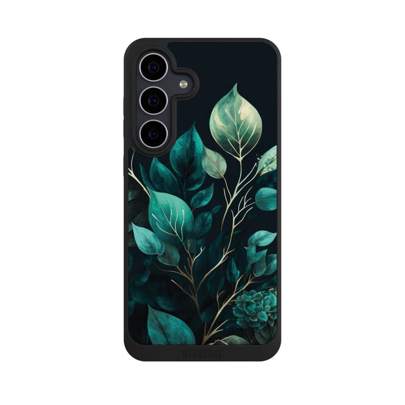 Galaxy S25 FE NIVOpure Grüne Eukalyptus Blätter mit dunklem Hintergrund mit KI