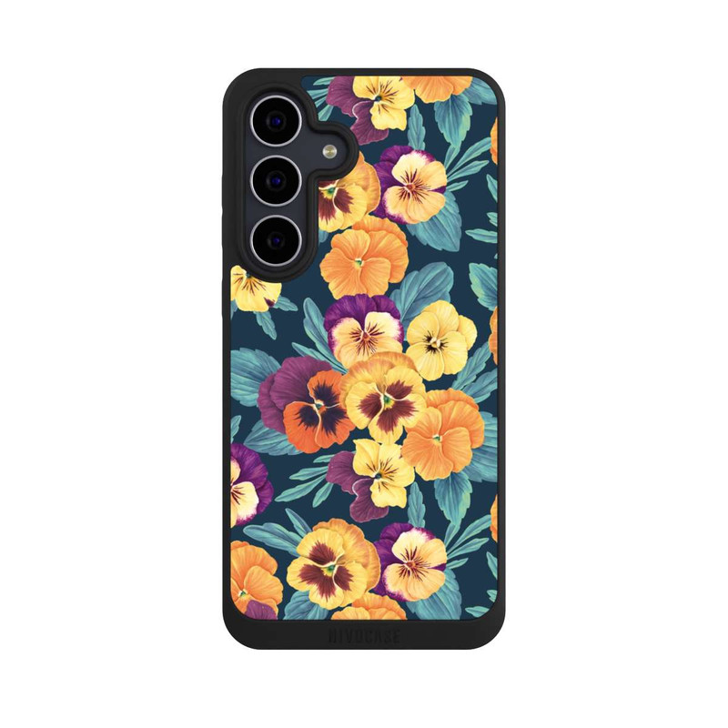 Galaxy S25 FE NIVOpure Pansies on Navy