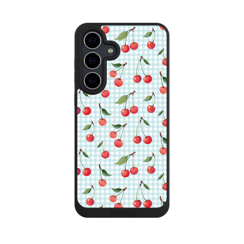 Galaxy S25 FE NIVOpure Cherries and Blue Gingham