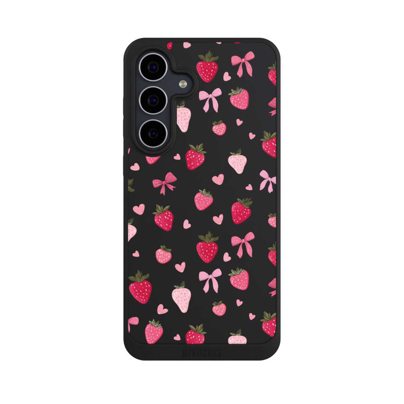 Galaxy S25 FE NIVOpure Erdbeer Herz Schleifen Pink Muster Transparent