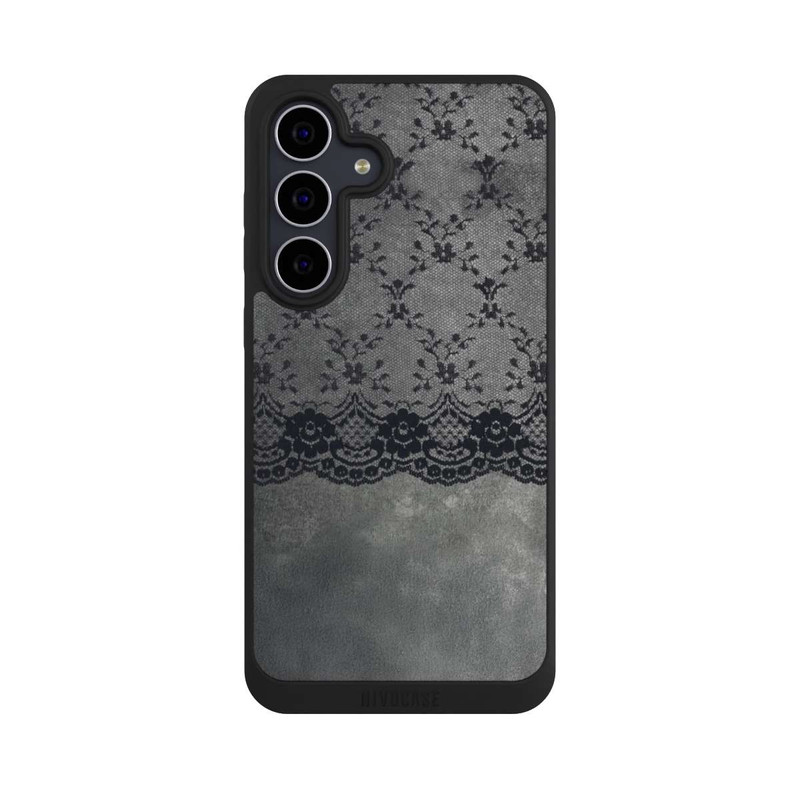 Galaxy S25 FE NIVOpure Motif de Dentelle Noire sur fond gris